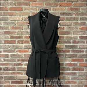 Donna Karan Black Shawl Collar Belted Vest Size 10